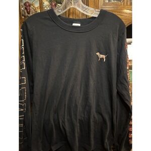 Victoria's Secret Pink Women's Small Long Sleeve Black T-shirt Sequin Dog Y2K